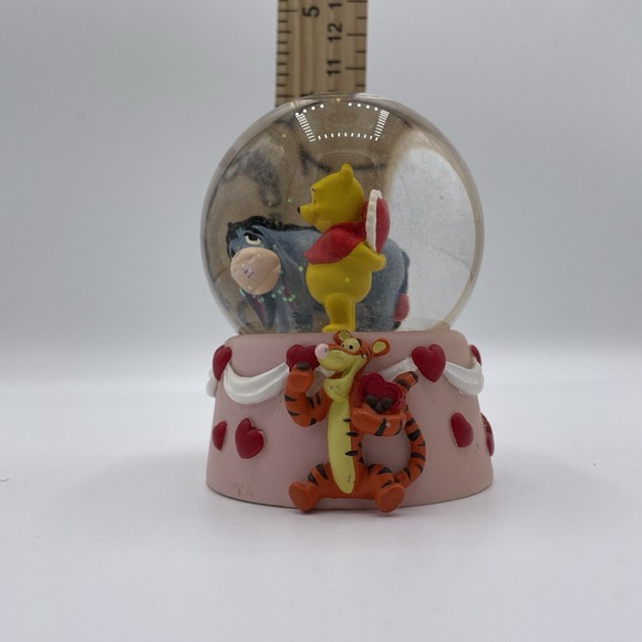 VTG Winnie the Pooh Eeyore Mini Snow Globe Hearts Love Valentine Tigger - Picture 7 of 7